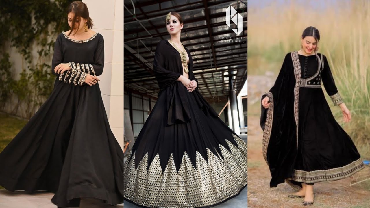 Black Color Party Wear Gown With Dupatta :: ANOKHI FASHION